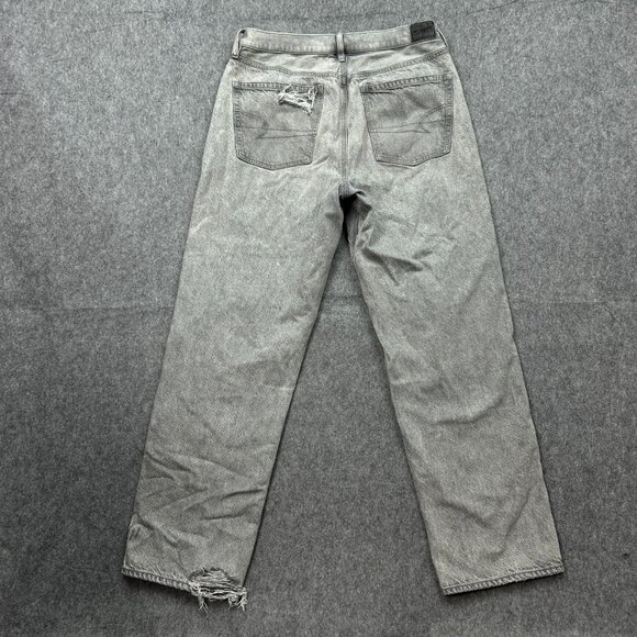 American Eagle '90s Straight Leg Jeans Women's Size 12 Gray Distressed Denim - Picture 3 of 12